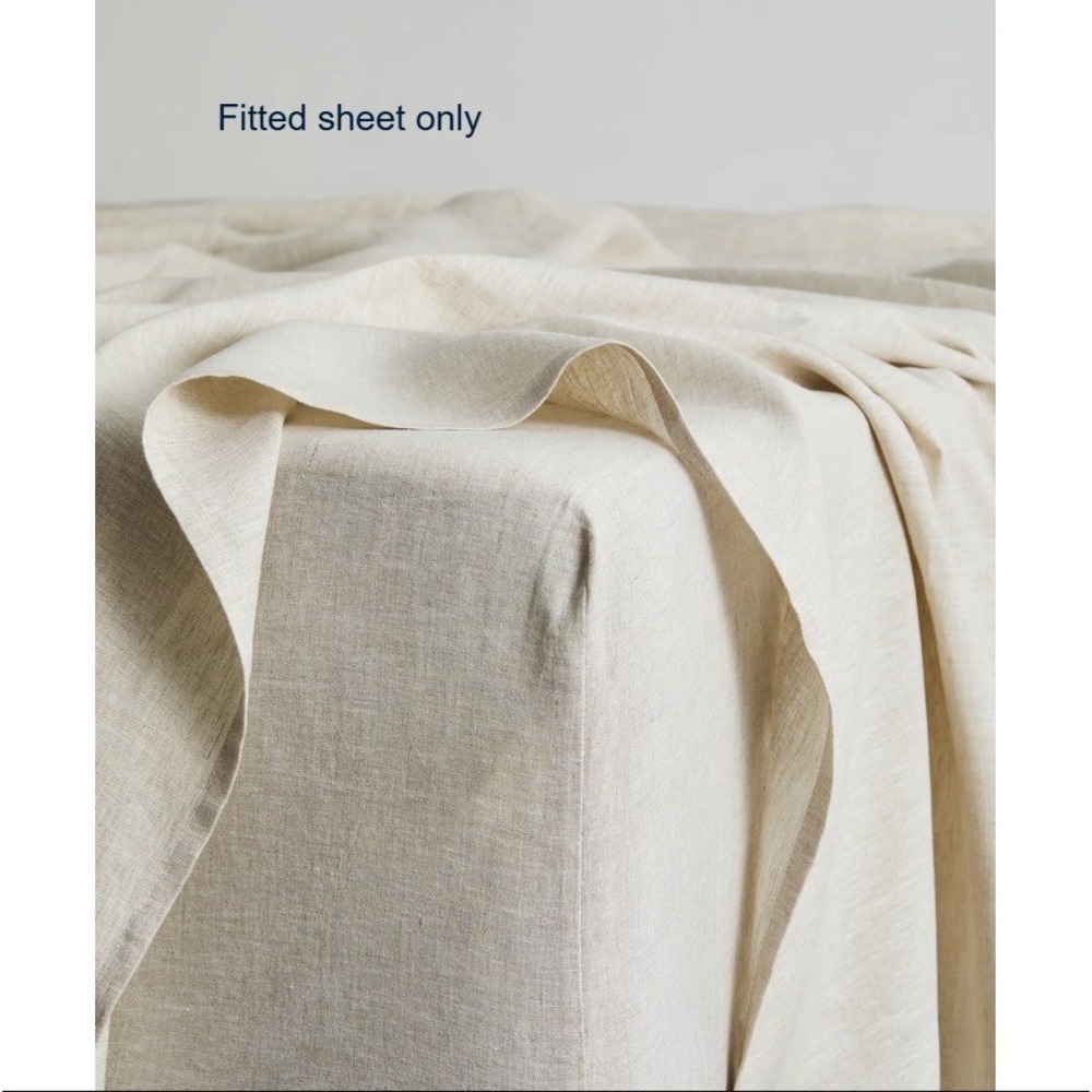 NWOT Bed Threads Oatmeal 100% French Flax Linen Fitted Sheet KING Size